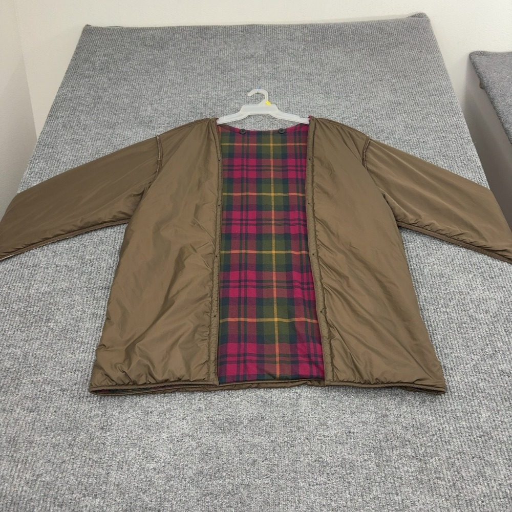 Vintage Unbranded Liner Jacket Mens XL Brown Nylon Plaid Reversible Gorpcore